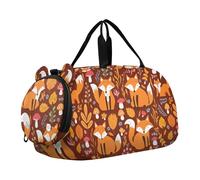 Nero Grigio Leopard Print Bianco Ragazzi Carry on Duffel Bag Toddler Weekender Borse Duffle Borse per Viaggio Tote Scarpa Scomparto, Carino Cartoon Foxes Autunno, classico