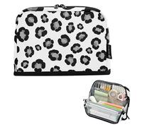 Nero Grigio Leopardato Macchie Bianco Grande Astuccio con Cerniera Astuccio Matita Borse Carino Penna Marker Bag per Ragazze Viaggio Rientro a Scuola Adulti Forniture per Ufficio