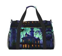 Nero Haunted Mansions stampa Grande Tela Viaggio Duffel Bag Weekender Borse per le Donne Pernottamento Bag Carry On Tote Bag, nero, Taglia unica
