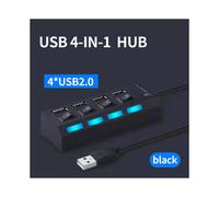 (Nero) Hub USB 2.0 a 4 porte Hub one drag con quattro splitter Plug and Play Mini hub con presa piccola/splitter