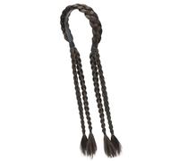 Nero intrecciato coda di cavallo parrucca elastica chignon passante regolabile rapida installazione fibra sintetica design coda di cavallo