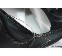 Nero Italiano Volante IN Pelle Cover Bianco Punto per Lancia Phedra 02-10