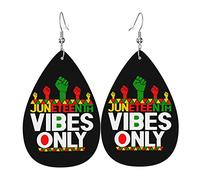 Nero Juneteenth Vibes Orecchini in pelle di melanina per le donne Ciondola il pendente dell'orecchino con i regali del gancio per la ragazza adulta