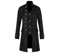 Nero,L,Costumi di Halloween da Uomo con Frac Gotico, Vintage, Stile Medievale, Broccato, Jacquard, Steampunk, Corsetto con Bottoni, Frac, Smoking, Uniforme.
