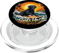 Nero Labrador cane Surfin spiaggia tramonto vacanza PopSockets PopGrip per MagSafe