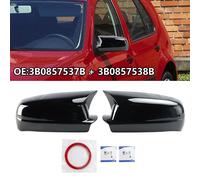 Nero Lucido Specchietto Laterale Cappucci Coperchio SX + Dx per VW Golf Mk4