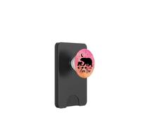 Nero Mama Bear e un cucciolo su rosa arancione acquerello PopSockets PopWallet per MagSafe