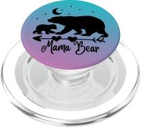 Nero Mama Orso e Un Cucciolo Su Rosa Turchese PopSockets PopGrip per MagSafe