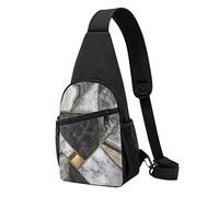 Nero Marmo Texture Oro Casual Una Spalla Cross Body Borsa Del Petto Del Raccoglitore Del Telefono Degli Uomini Cross Body Bag Viaggio, Nero , Taglia unica