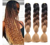 Nero/Marrone Scuro/Chiaro Extension Per Capelli Treccine Africane 24" Treccia Capelli Extension Colorate Ombre Jumbo Synthetic Braiding Hair