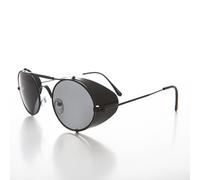 Nero Metallo Steampunk Sole Con Pieghevole Lato Scudi Grigio Lenti - Bram