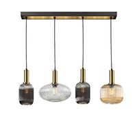 Schuller Valencia Lampada a sospensione Norma, a 4 luci, trave, vetro, nero/ottone Schuller Valencia