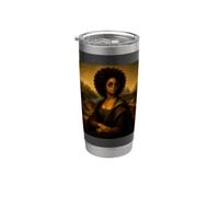 Nero Mona Lisa Giuneteenth Radici Africane Nero Diva Afro Bicchiere termico in acciaio inox doppia parete