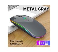 (Nero) Mouse wireless Bluetooth e doppia modalità da 2,4 GHz RGB ricaricabile ergonomico con clic silenzioso