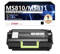 Nero MS810 MS811 Cartuccia Toner ad alta Capacità di Ricambio per Lexmark MS710dn MS711dn MS810dn MS811dn MS812de Stampanti, Stampante ad alta Definizione, 25000 Pagine,Black-1 pack