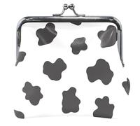 Nero Mucca Macchie Bianco Donna Carino Coin Purse Pelle Bacio Blocco Fibbia Ragazze Piccolo Cambiamento Borsa