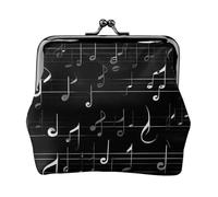 Nero Musica Note stampa Carino Fibbia portamonete Vintage Pouch Bacio blocco Cambiare Portafogli per le Donne Moda, nero, Taglia unica, Vintage