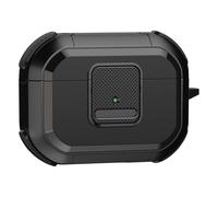 (Nero-Nero) Custodia antiurto per Apple AirPods Pro con lucchetto, moschettone per auricolari TWS in