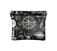 Nero Occulto Magia PU Cuoio Piccolo Portamonete Portatile Mini Borsetta Portafoglio per Uomo Donna Viaggio, Magia occulta nera, 1 size