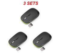 (Nero opaco 3 pezzi) Mouse ultra sottile da 2,4 GHz Mini mouse da gioco ottico wireless e ricevitore