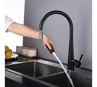 Nero Opaco Rubinetto Della Cucina Estrarre Spruzzatore con Beccuccio Girevole Maniglia Singola Miscelatore Acqua Calda e Fredda Facile Installazione Grifos Mezcladores para Fregadero.