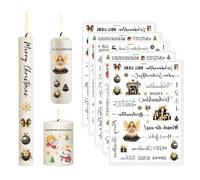 Nero oro angelo candela tatuaggi Natale set, acqua scivolo foglio candela tatuaggio colorato, 5 pcs candela adesivi candela foglio per candele e tazze di ceramica compleanno decorazione di Natale (A)