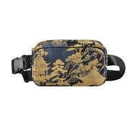 Nero Oro Cinese Paesaggio Trendy Marsupio Piccolo Imprenditore Piccolo con Cinturino Regolabile per Shopping Sport Lavoro Mariconato La cintura Para, Nero Oro Paesaggio Cinese, Moderno, Paesaggio