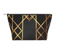 Nero Oro geometrico, Borsa da toilette Borsa per trucco Borsa per cosmetici Borsa da toilette da viaggio portatile