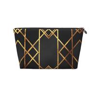 Nero Oro geometrico, Borsa da toilette Borsa per trucco Borsa per cosmetici Borsa da toilette da viaggio portatile