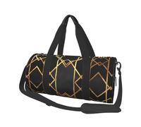 Nero Oro geometrico, Borsone da viaggio di grande capacità Borsa rotonda Borsa da viaggio sportiva Borsa da viaggio Borsa da fitness
