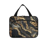 Nero Oro Marmo Senza Cuciture Figura appeso borsa da toilette per gli uomini con gancio, designer borsa per il trucco pieghevole per auto per gli elementi essenziali di viaggio zaino in spalla bolso