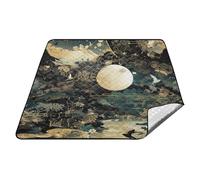 Nero Oro Paesaggio Cinese Impermeabile Picnic Basket Grande Spiaggia Campeggio Tappetino per 4 A 6 Adulti Concerto Coperta mantas para la playa