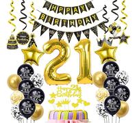 Nero oro Palloncini 21 anni uomo donna compleanno decorazione 21 anni compleanno uomo donna Palloncini 21 anni compleanno uomo oro decorazione torta 21 anni compleanno uomo deco