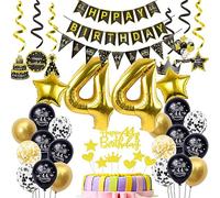 Nero Oro Palloncini 44 Anni Decorazione Compleanno Uomo Donna - Decorazione Torta Deco