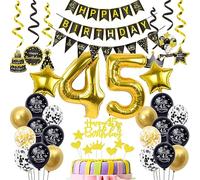 Nero Oro Palloncini 45 Anni Compleanno Decorazione per Uomo e Donna - Decorazione Torta e Deco