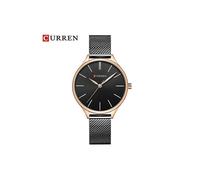(nero)Orologi da polso al quarzo semplici da donna con eleganti braccialetti in acciaio inossidabile,