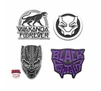 Nero Panther Wakanda Forever, Originale Dipinto - Spilla Smaltata Set (4 Pezzi)