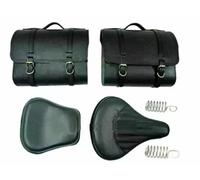 Nero Pelle Effetto Sella Borsa Anteriore Retro Sedile Per Reale Enfield Classico