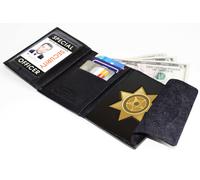 Nero Pelle Nascosto Porta Distintivo Portafoglio da Uomo Stella Scudo Sicurezza