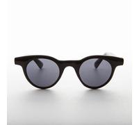 Nero Piccolo Rotondo Corno Cerchio Stile Preppy Vintage Sole Grigio Lenti -