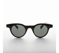 Nero Piccolo Rotondo Corno Cerchio Stile Preppy Vintage Sole Lente Verde -