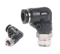 Nero PL Pneumatico Connettore Rapido 4 6 8 10 12mm Raccordo for Tubo Filettatura Maschio 1/8 "1/4" 3/8 "1/2" Standard Pipe Thread Gomito Plug-In Connettore Rapido(PL8-02)