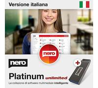 Nero Platinum Unlimited | Software Multimediale con Keycard e USB | Video Editing 4K/8K | AI Foto | Conversione DVD/CD | Backup & Ottimizzazione PC | Licenza Lifetime | 1 PC | Win 11/10/8/7
