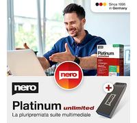 Nero Platinum Unlimited | Suite Multimediale con Keycard e USB | Video Editing 4K/8K | AI Foto | Conversione e Masterizzazione | Backup & Ottimizzazione | Licenza Lifetime | 1 PC | Windows 11/10/8/7