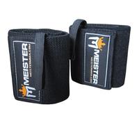 Nero Polso Fasce Elastico Supporto Sollevamento Pesi W/Pollice Anello - Meister