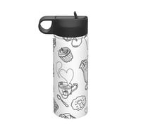 Nero Pomeriggio Tè Stampa 18oz Bollitore Sportivo Isolato Portatile In Acciaio Inox per Palestra Campeggio