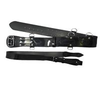 Nero PVC Sam Browne Cintura Tracolla 4 D Anello Cromo Accessorio R1725