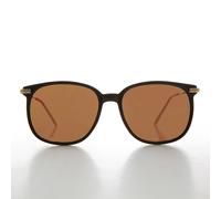 Nero Quadrato Occhiali da Sole Con Oro Templi E Marrone Lenti - Noho