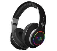 (Nero) Regalo di Natale 2025 Auricolare Bluetooth 5.0 multifunzione con microfono LED stereo e radio FM