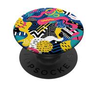 Nero Retro 80s 90s Bold Brush Graphic Pattern PopSockets PopGrip Adesivo